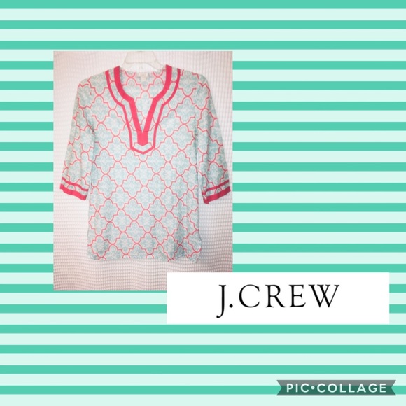 J Crew Caftan Tunic Print Top Sz M 🌺 - Picture 1 of 4